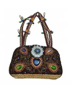 Butler‎ & Wilson Beaded Evening Bag Jeweled Heart Cabochon Crystal Purse